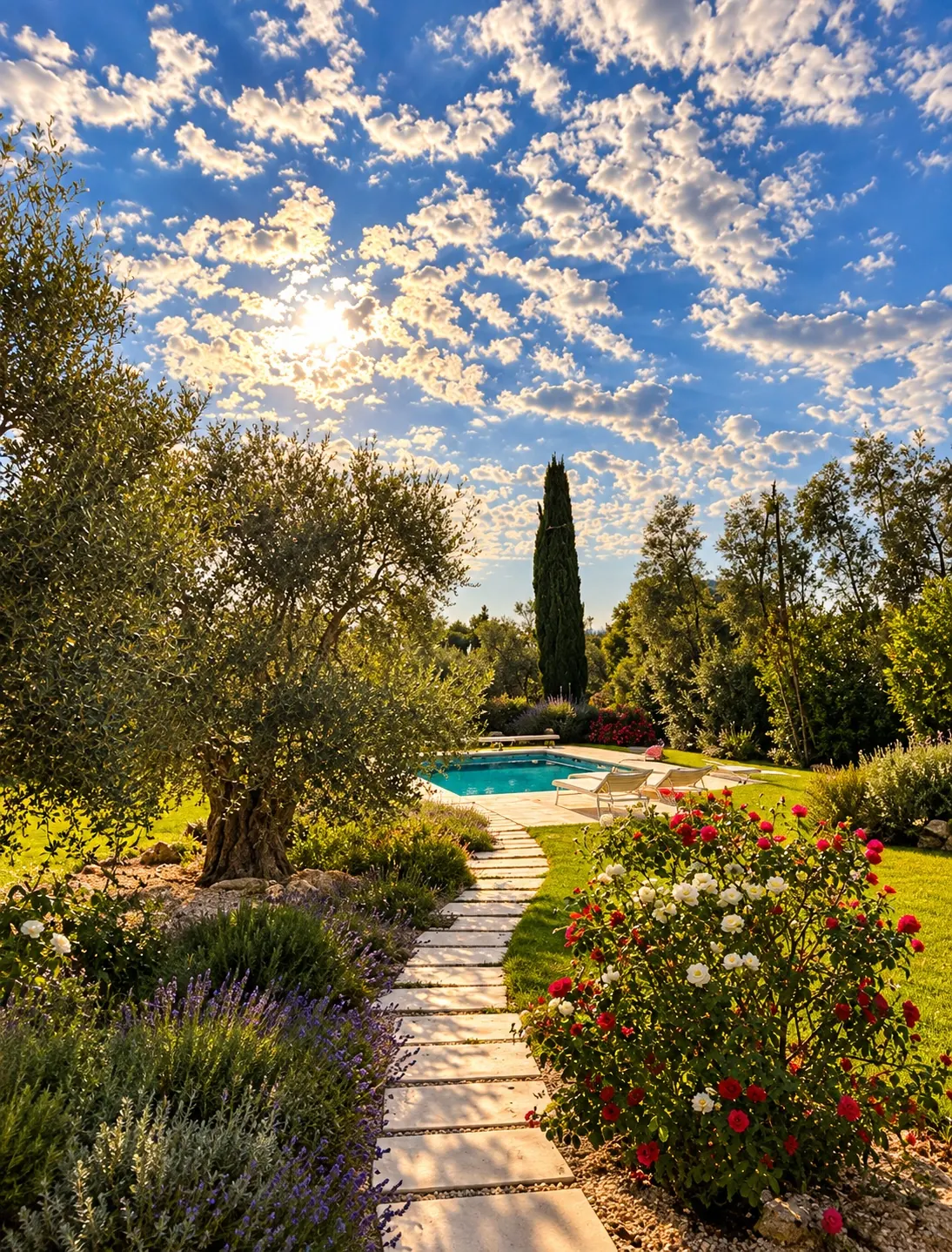 Sentiero nel giardino verso la piscina