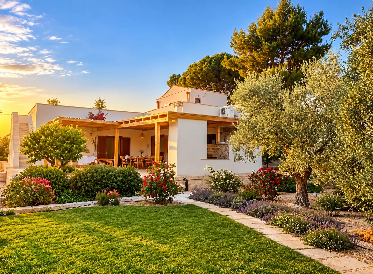 Villa Pagano, tra ulivi e rose al tramonto